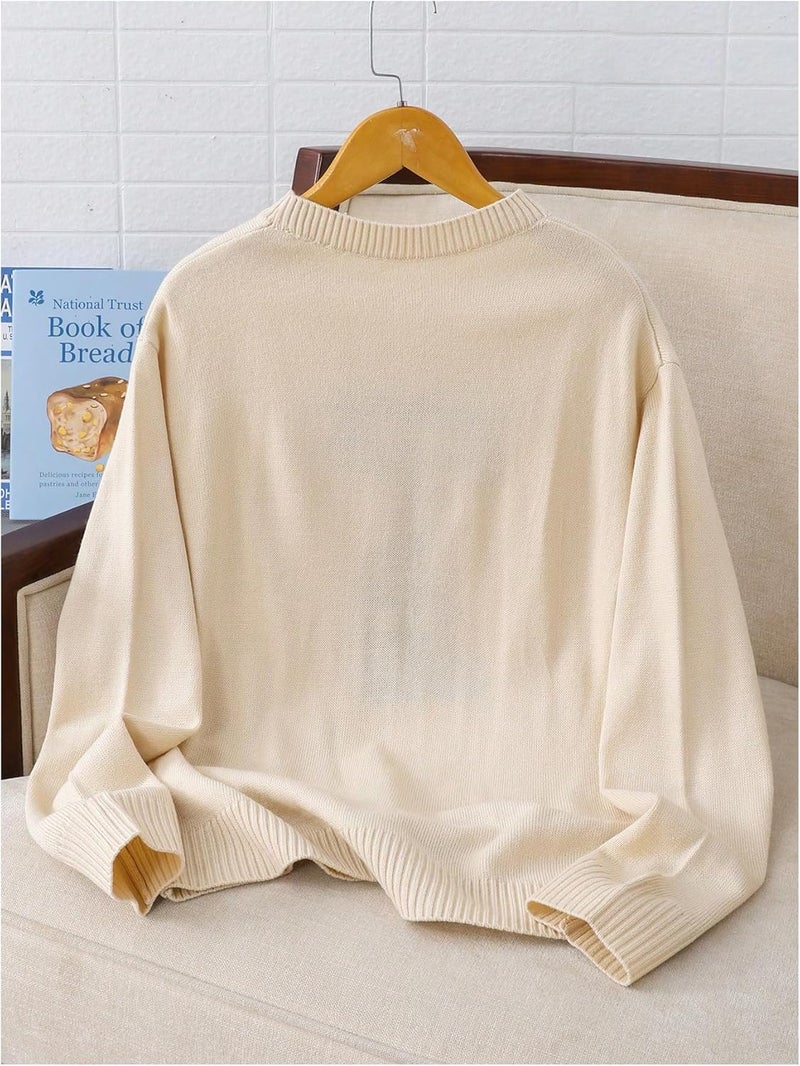 BEAUDRM Store Girl's Bow Sweater Crew Neck Cute Sweaters Long Sleeve Knit Pullovers Sweater - Image 2